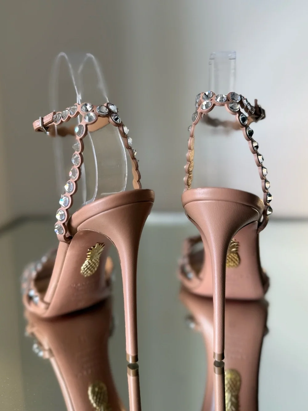 Like New AQUAZZURA Tequila 105 Blush Leather Sandals $1,630 37